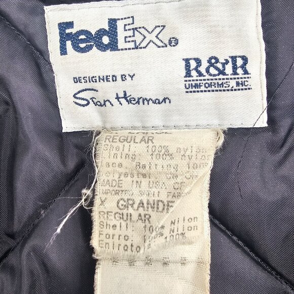 VTG FedEx R&R Uniforms Stan Herman Black Hooded Parka Coat XL Reflective Cargo - Picture 8 of 15